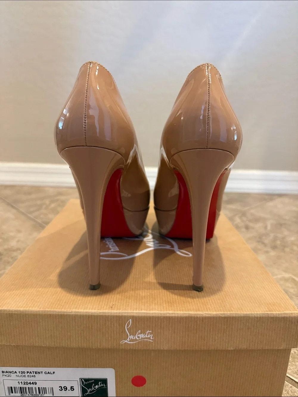 Christian Louboutin Patent Nude Platform Pumps
